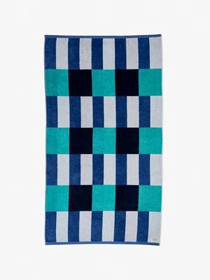 Linen House | Squares Beach Towel | Blue | 95x175