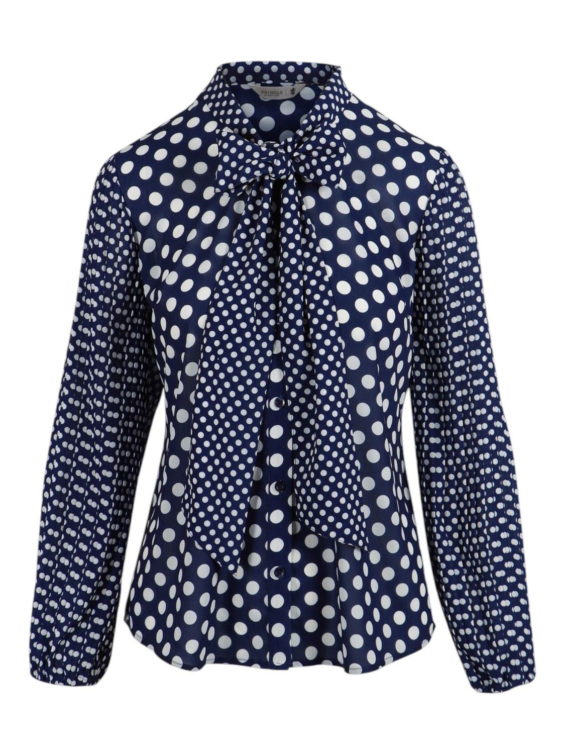 Pringle | Yolanda Ruffle Spot Blouse | Navy, Size: S