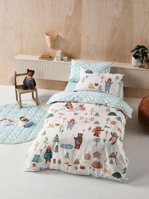 Linen House | Camping Bears Duvet Cover Set | Vanilla
