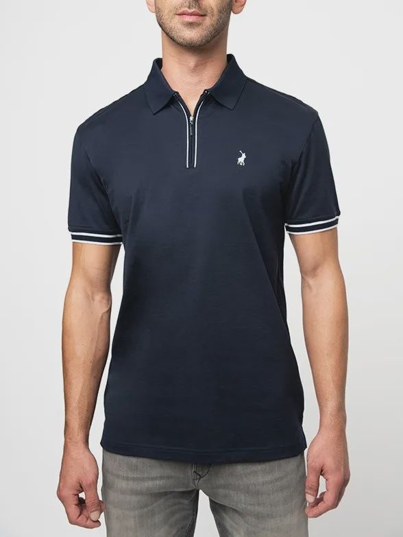 Polo | Mens Double Mercerized 1/4 Zip Golfer | Navy, Size: M