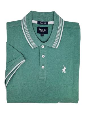 Polo | Melange Short Sleeve Tipped Golfer | Aqua