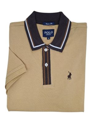 Polo | Contrast Placket Pique Golfer | Camel