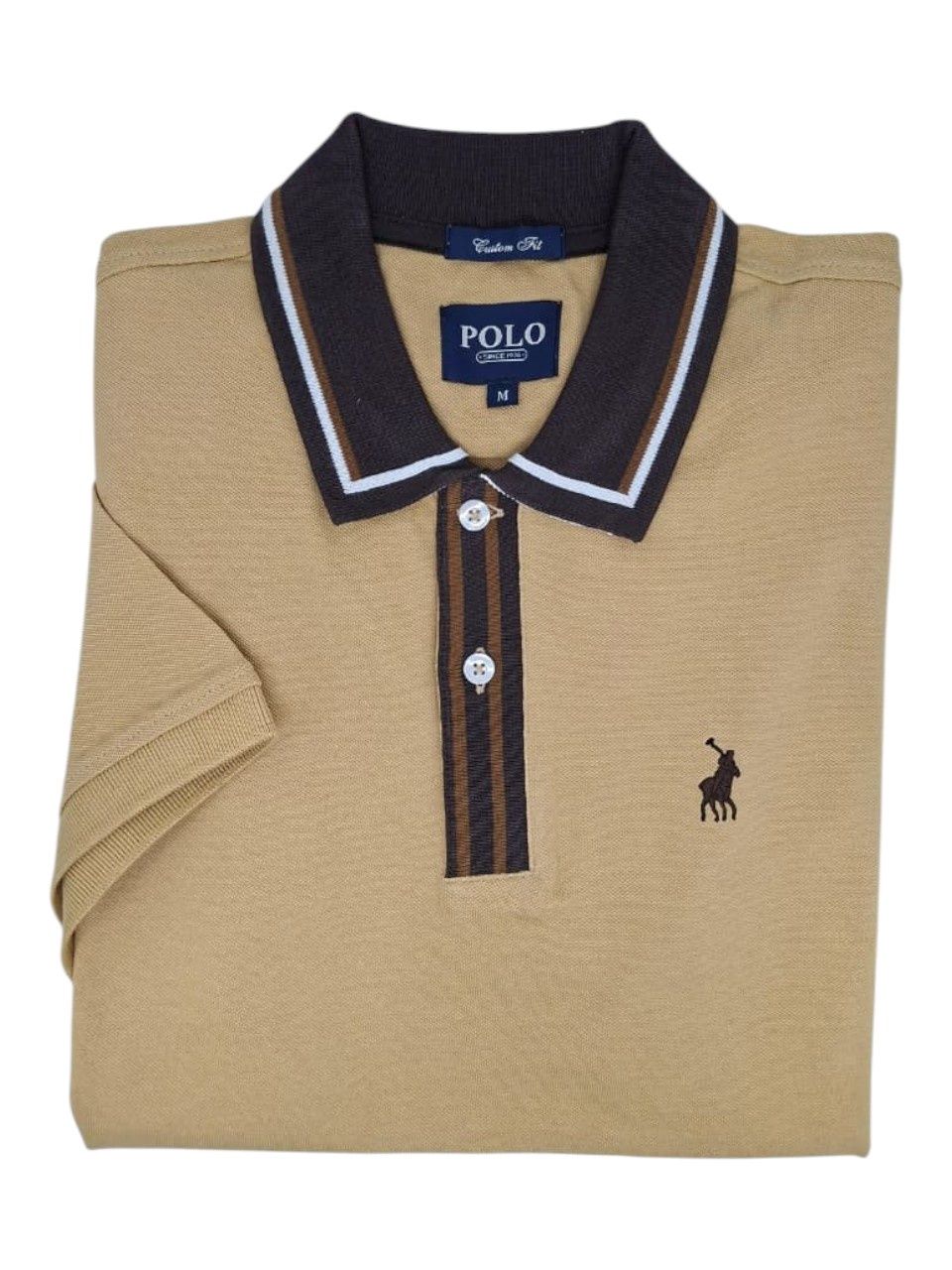 Polo | Contrast Placket Pique Golfer | Camel, Size: S