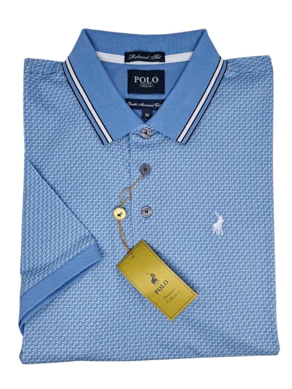 Polo | Double Mercerized  Micro Geo Golfer | Light Blue, Size: M