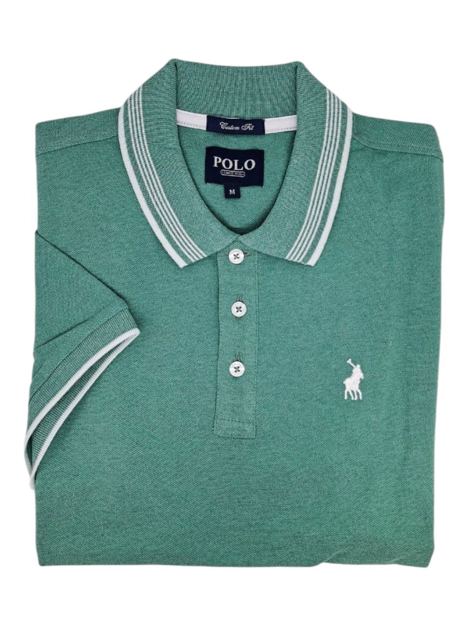 Polo | Melange Short Sleeve Tipped Golfer | Aqua, Size: S