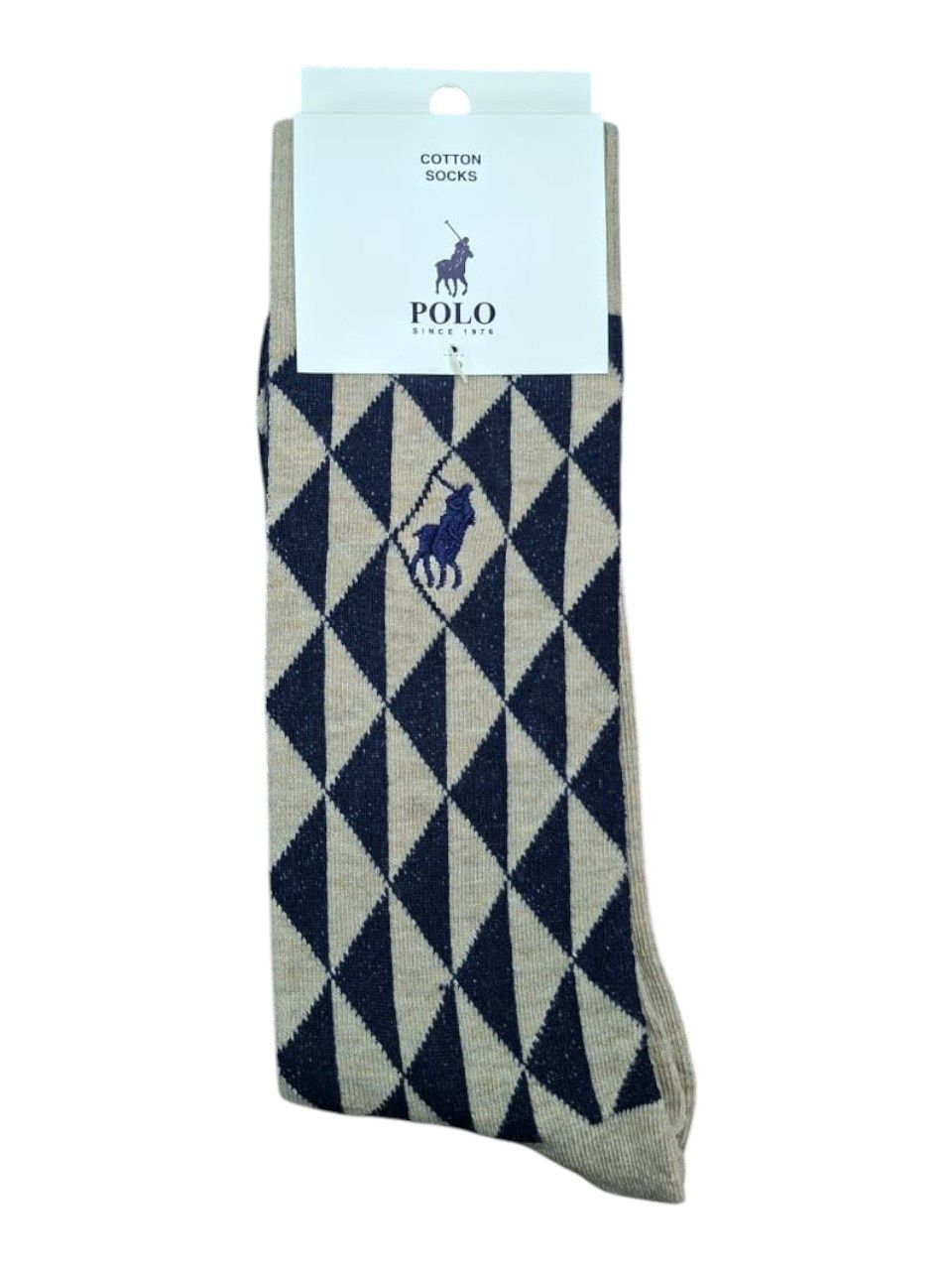 Polo | Geometric Cotton Socks | Stone | 7-10