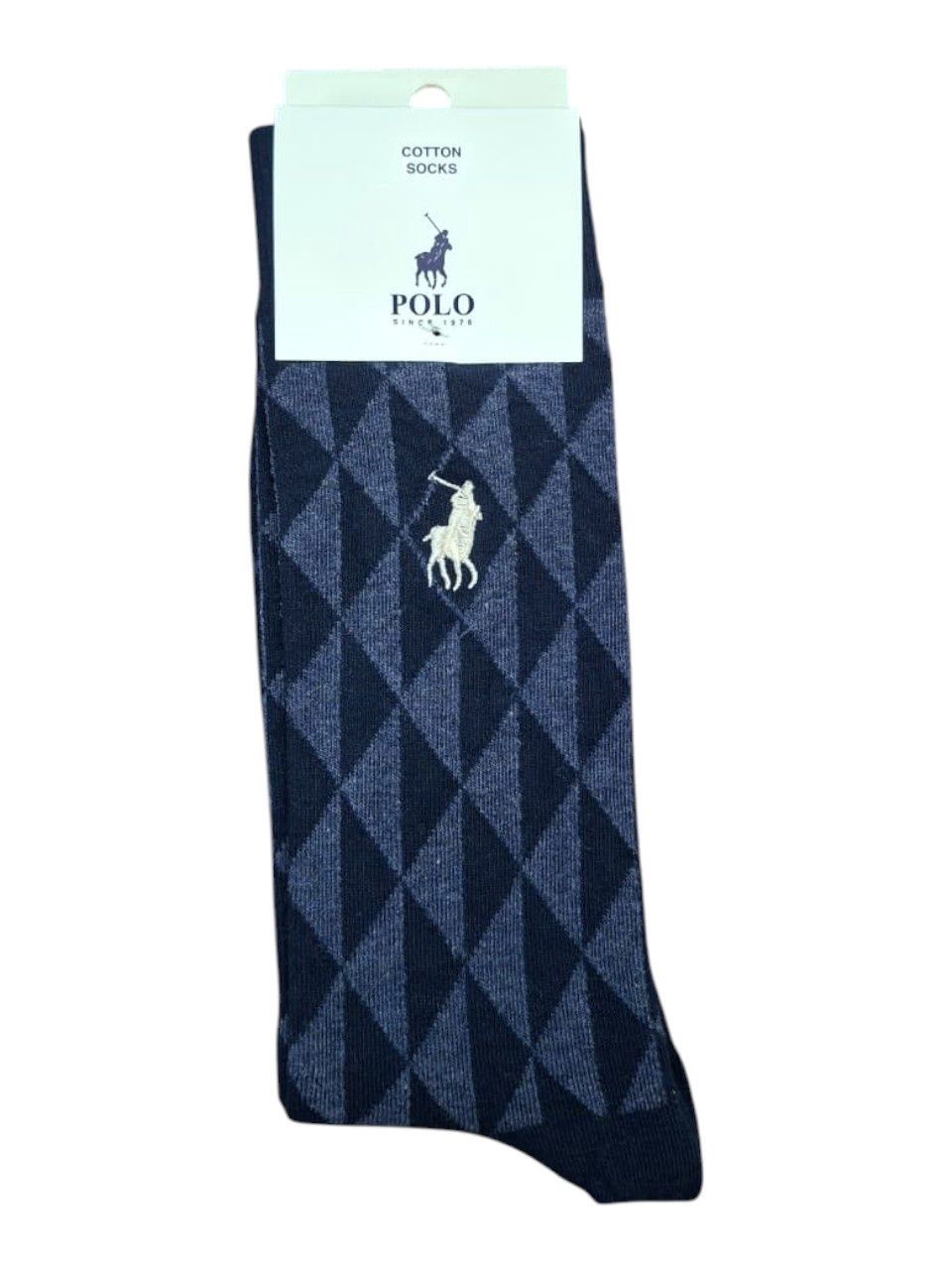 Polo | Geometric Cotton Socks | Denim | 7-10