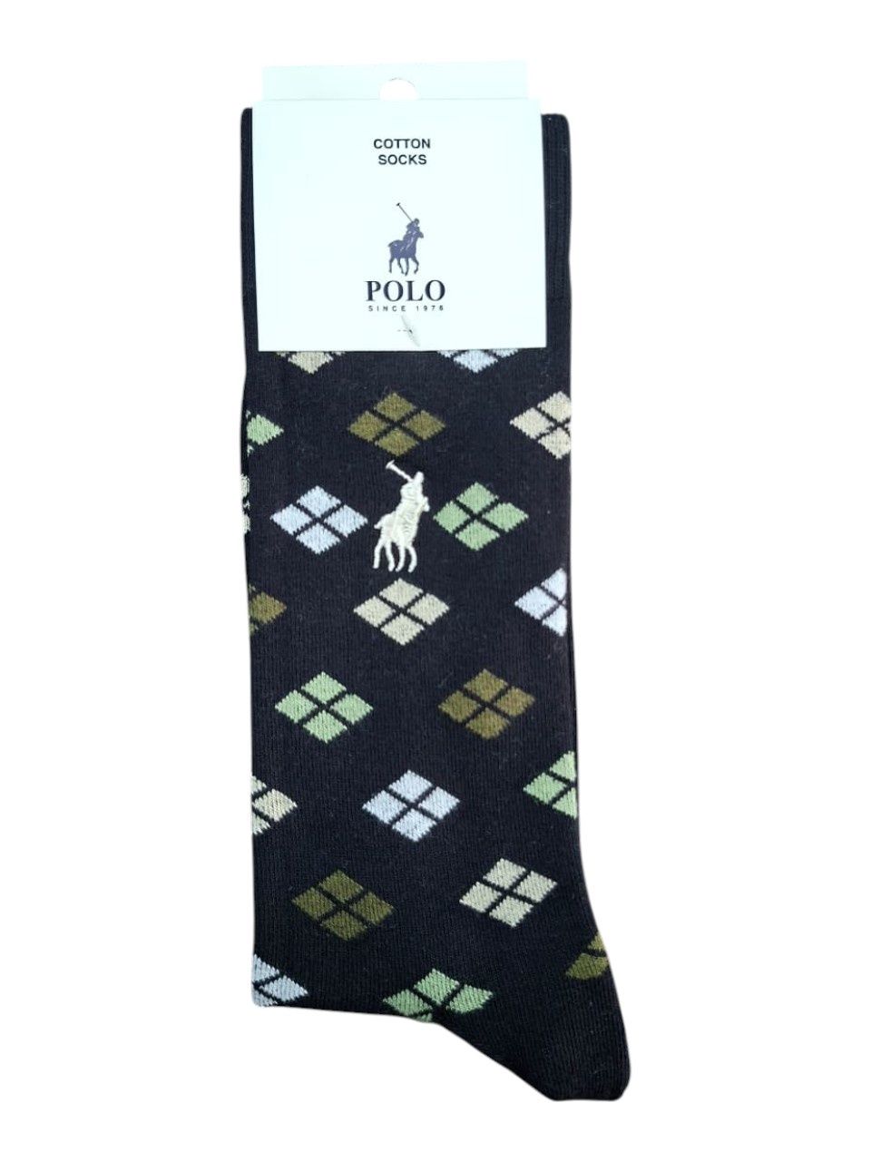Polo | Diamond Cotton Socks | Black | 7-10