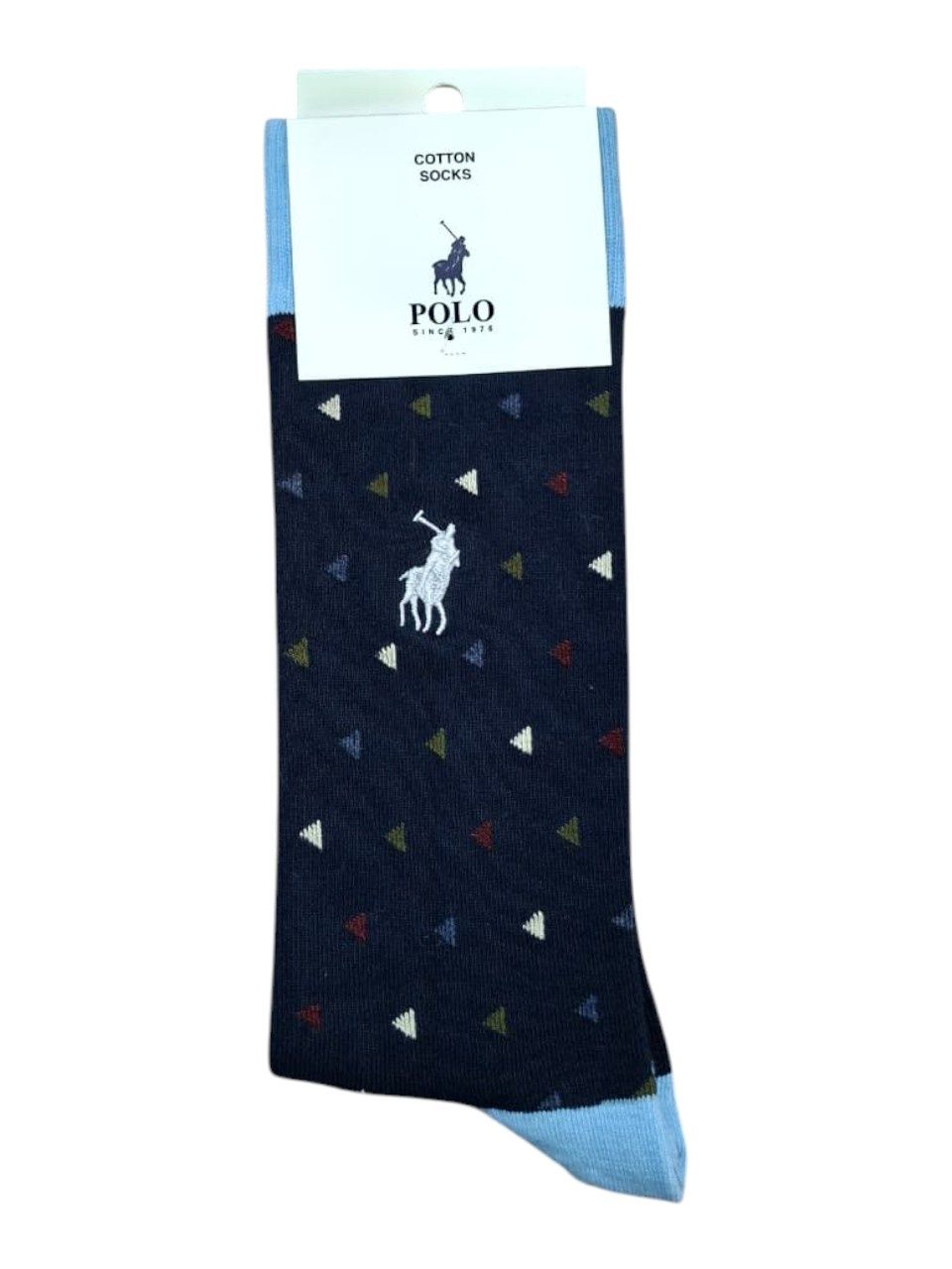 Polo | Geometric Cotton Socks | Navy | 7-10
