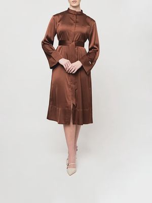 Polo | Charlotte Wide Sleeve Belted Dress | Chocolate