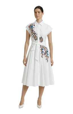 Pringle | Amara Floral Embroidered Midi Dress | White
