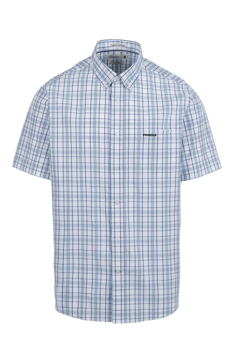 Pringle | Classic Short Sleeve Shirt | Aspen | Blue, Size: M