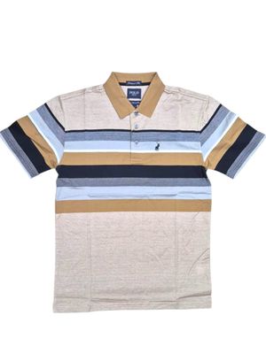 Polo | Double Mercerized Golfer | Textured Stripe | Camel