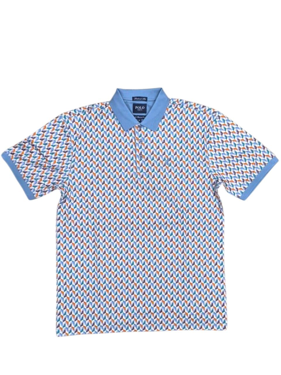 Polo | Double Mercerized Abstract Printed Golfer | Orange, Size: S