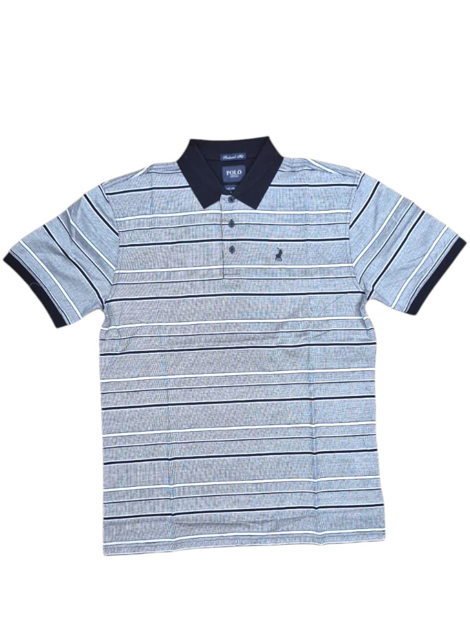 Polo | Double Mercerized Golfer | Jacquard Stripe | Black, Size: M