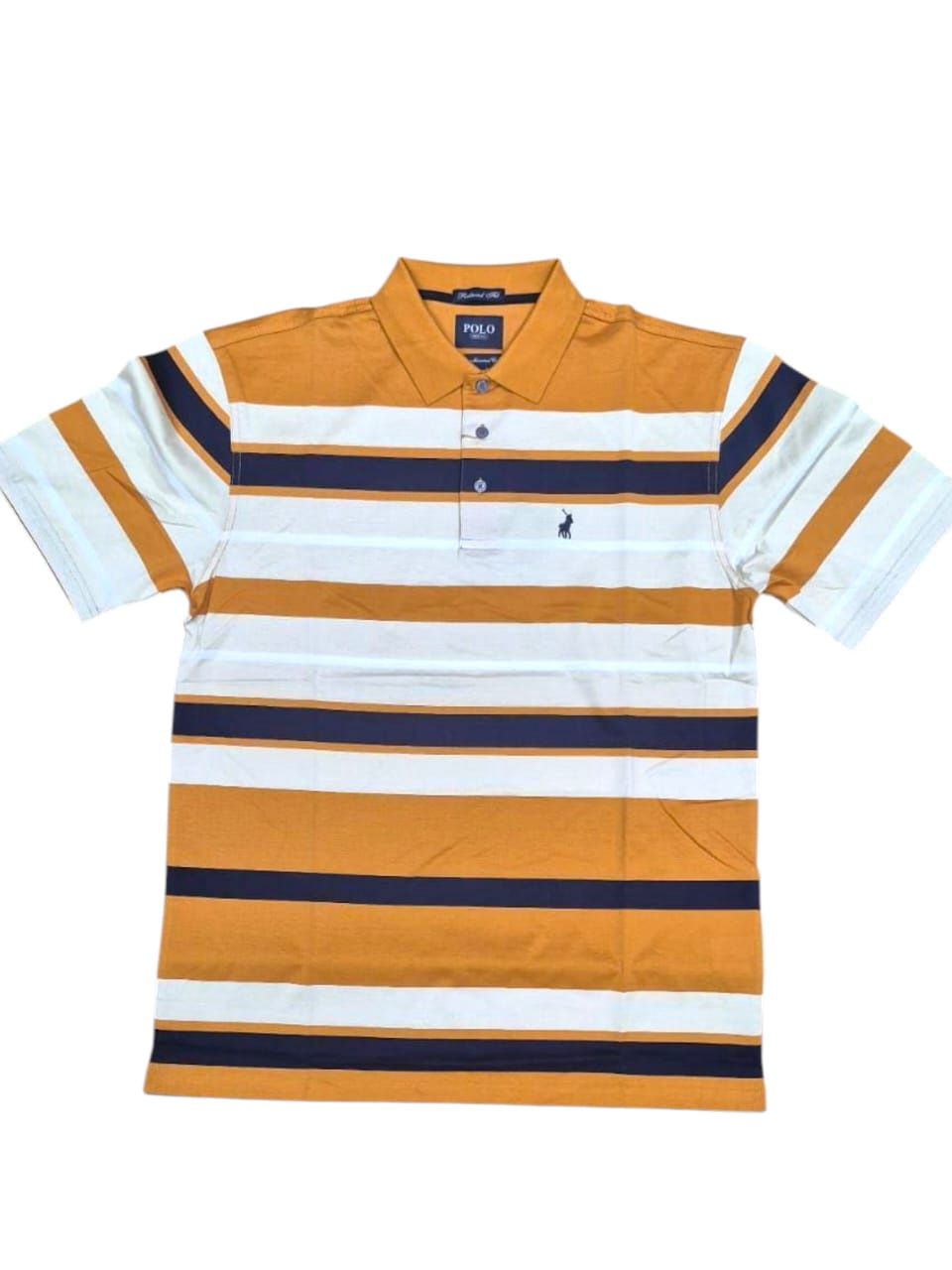 Polo | Double Mercerized Stripe Golfer | Orange, Size: M