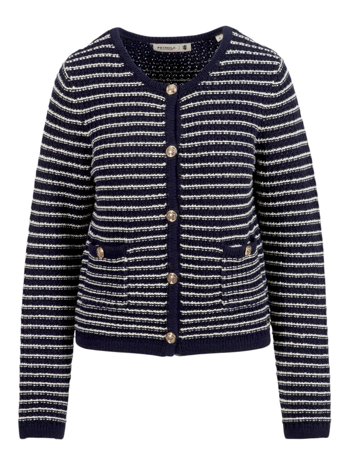 Pringle | Rose Cotton Knit Cardigan | Navy, Size: L