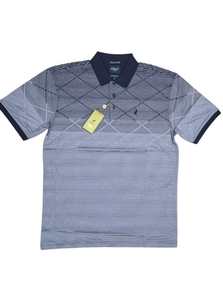 Polo | Double Mercerized Argyle Printed Golfer | Navy, Size: S