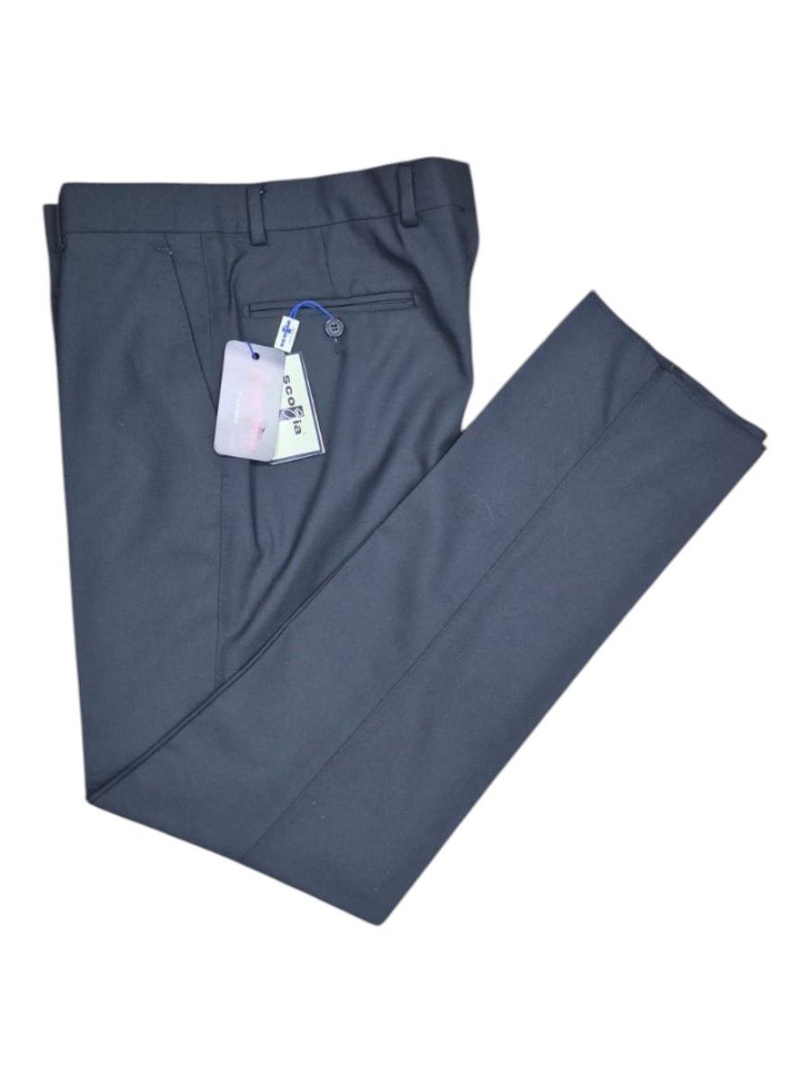 Scozia | Wool Blend Trousers | Flat Front &amp; Half Lined | Black, Size: 32