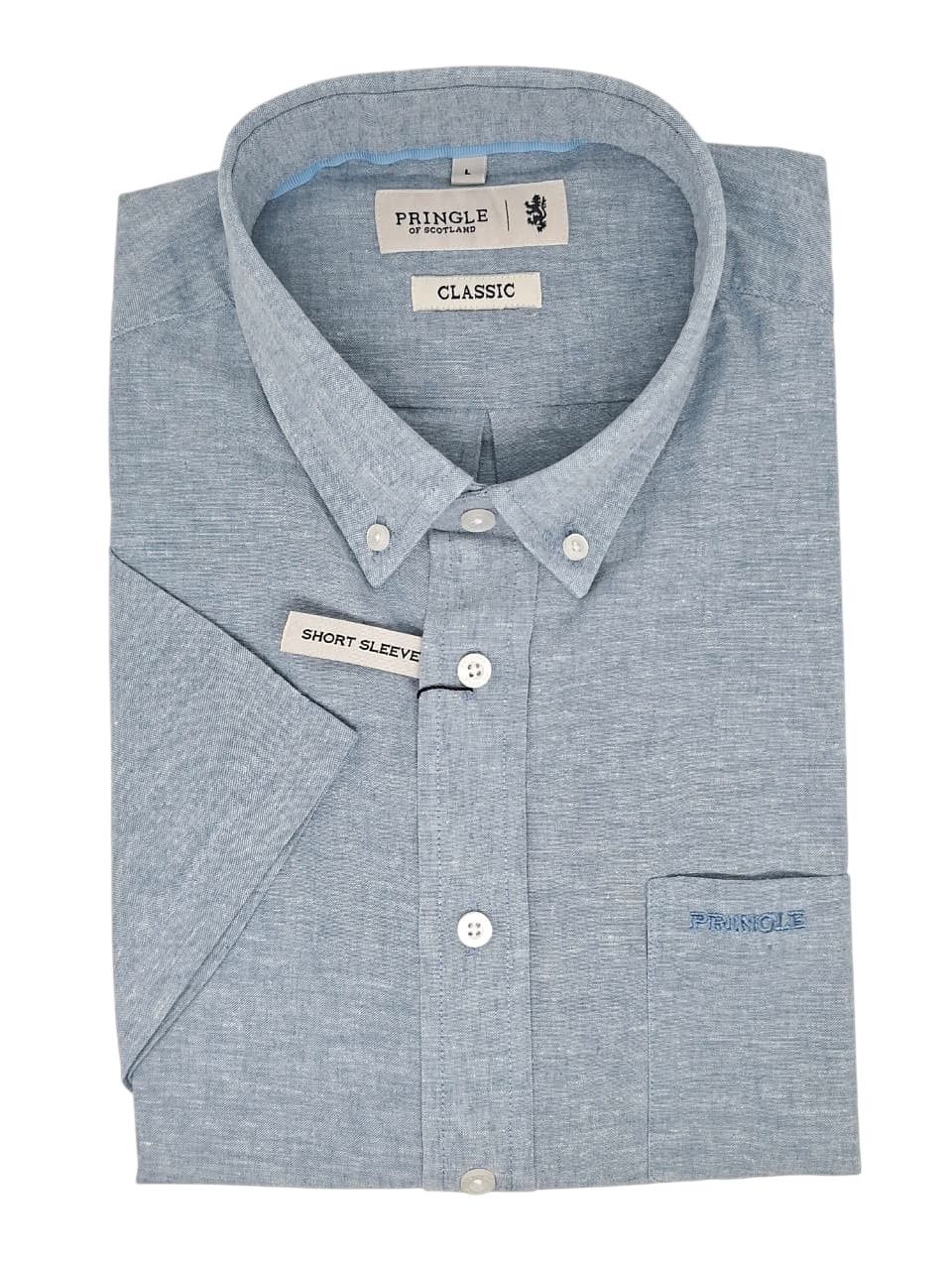 Pringle | Classic Short Sleeve Shirt | Barry | Blue, Size: S
