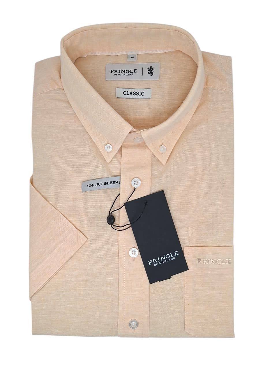 Pringle | Classic Short Sleeve Shirt | Barry | Peach, Size: S