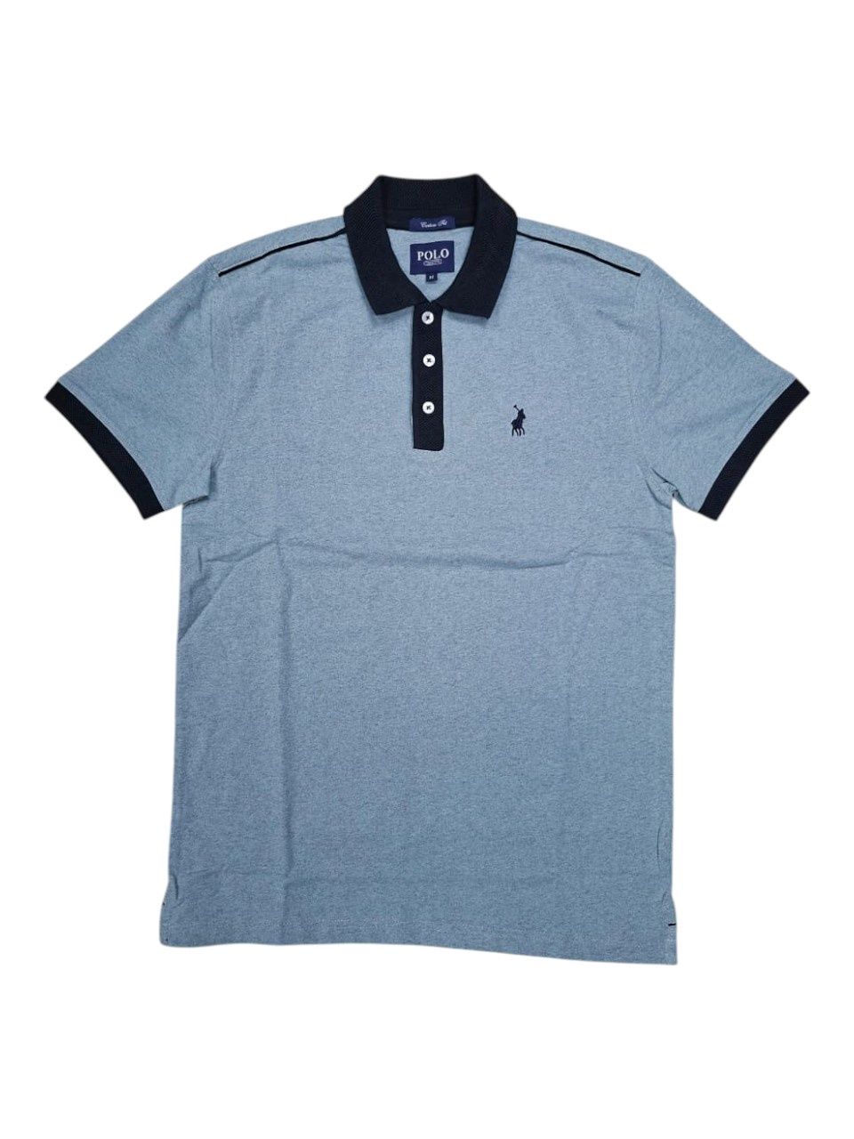 Polo | Contrast Collar Piping Golfer | Light Blue, Size: M