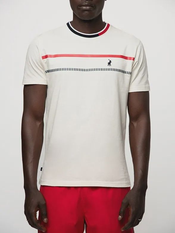Polo | Colour Block Collar T-shirt | White, Size: M