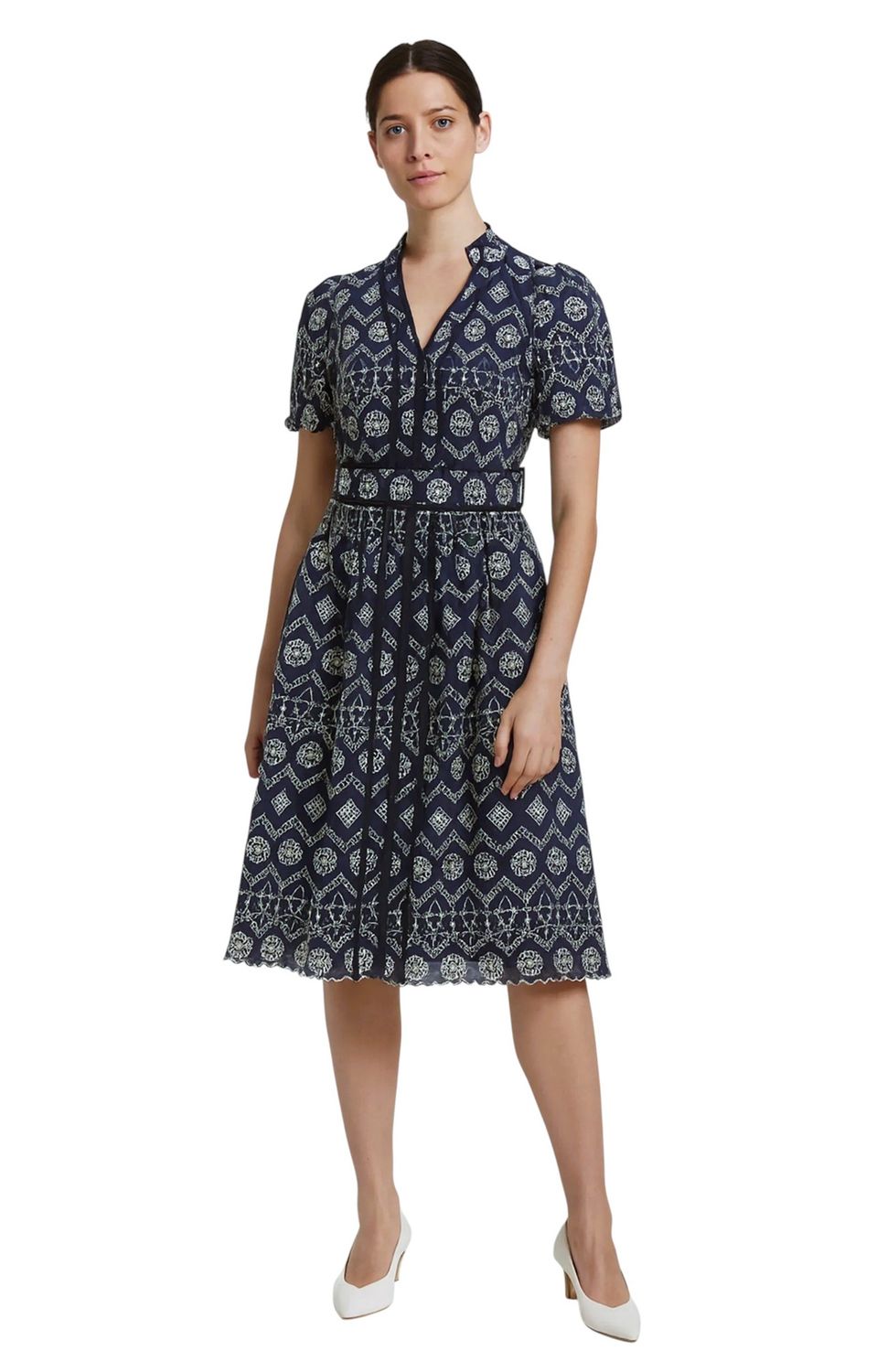 Pringle | Rea Embroidered Midi Dress | Blue, Size: S