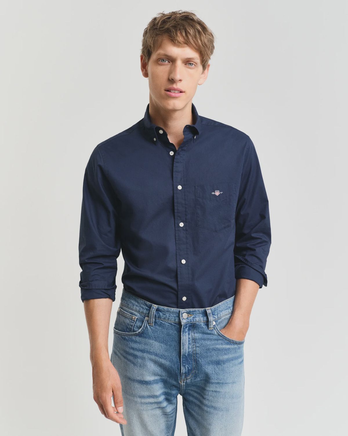 Gant | Regular Long Sleeve Poplin Shirt | Marine, Size: M