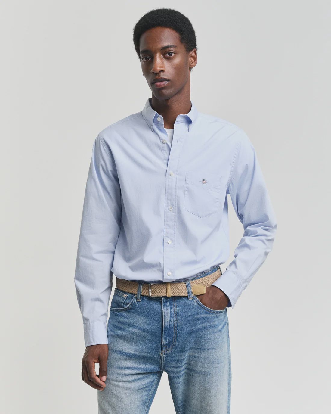 Gant | Regular Long Sleeve Poplin Shirt | Light Blue, Size: M