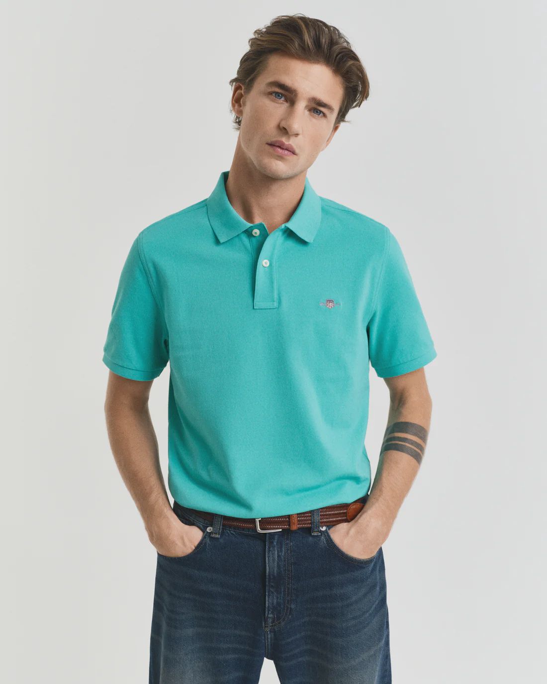 Gant | Regular Shield Pique Golfer | Turquoise, Size: M