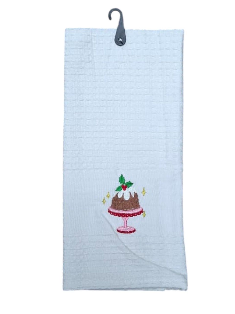 Linen House | White Kitchen Towel | Christmas Pudding | 44x65cm