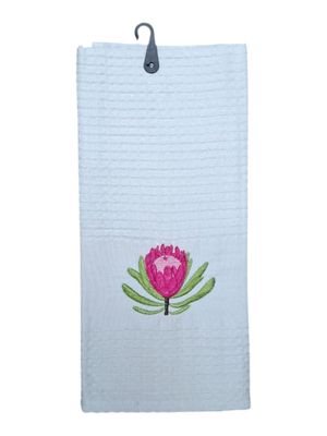 Linen House | White Kitchen Towel | Protea | 44x65cm