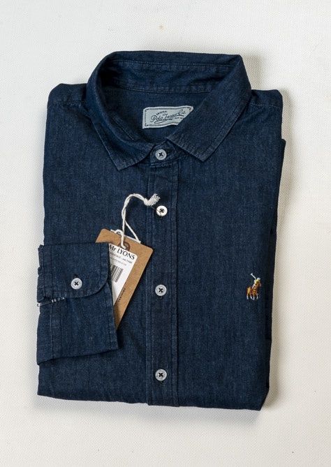 Polo | Long Sleeve Shirt | PJC Tony |  Denim Dark Wash, Size: L