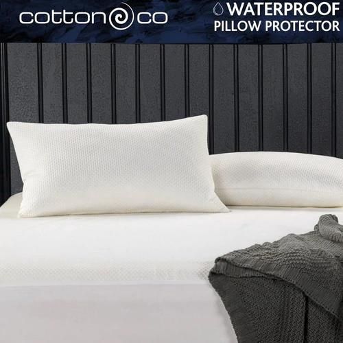 Cotton Co | Waterproof Pillow Protector | White, Size: King - 50x90