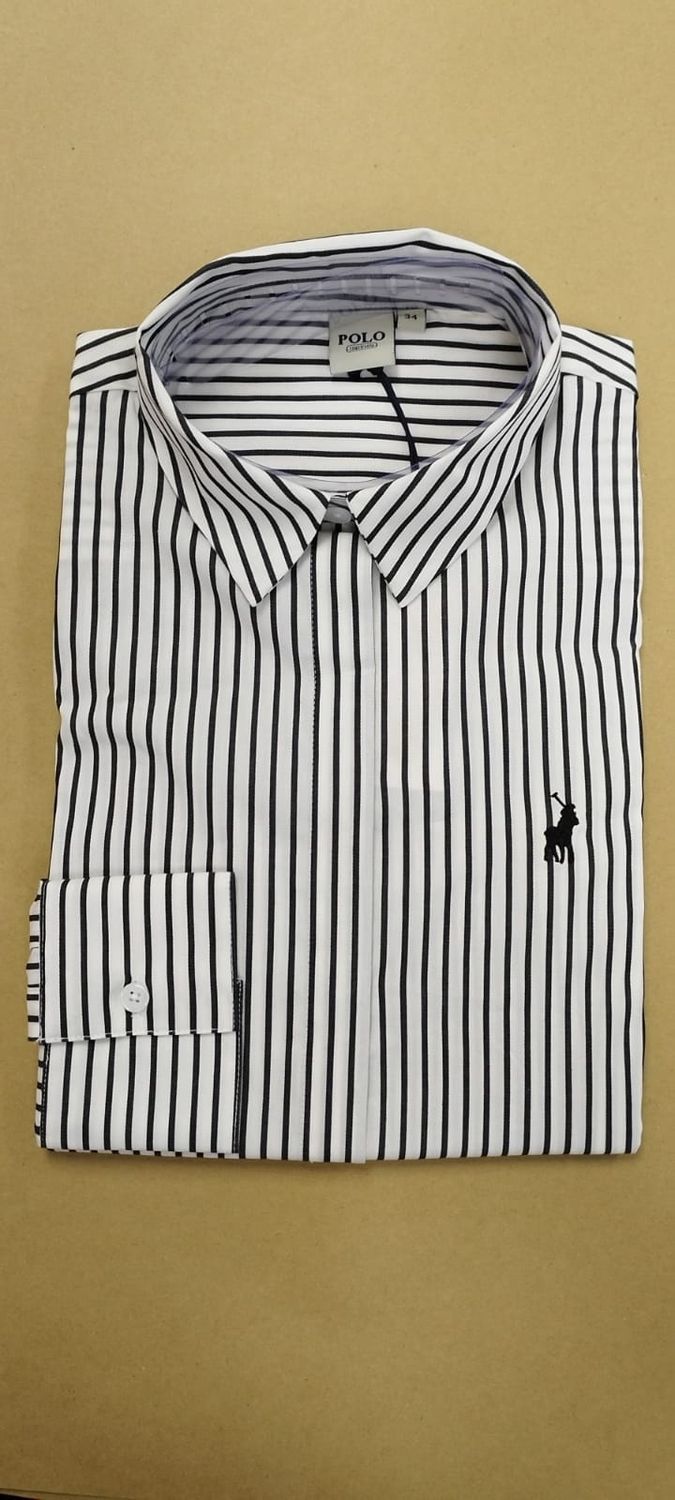 Polo | Long Sleeve Shirt | Concealed Front | Black Stripe, Size: 36