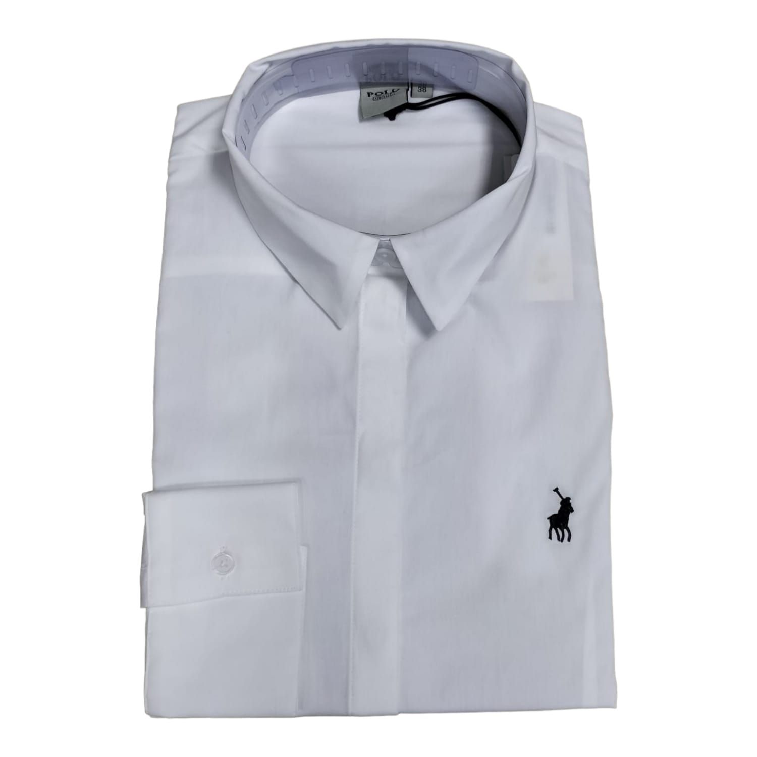 Polo |   Basic  Long Sleeve Shirt | Concealed Front | White, Size: 34