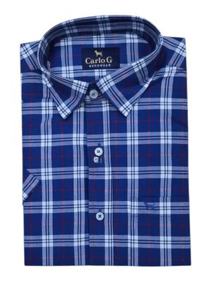 Carlo Galucci | Short Sleeve Shirt | CK1173 | Navy Check