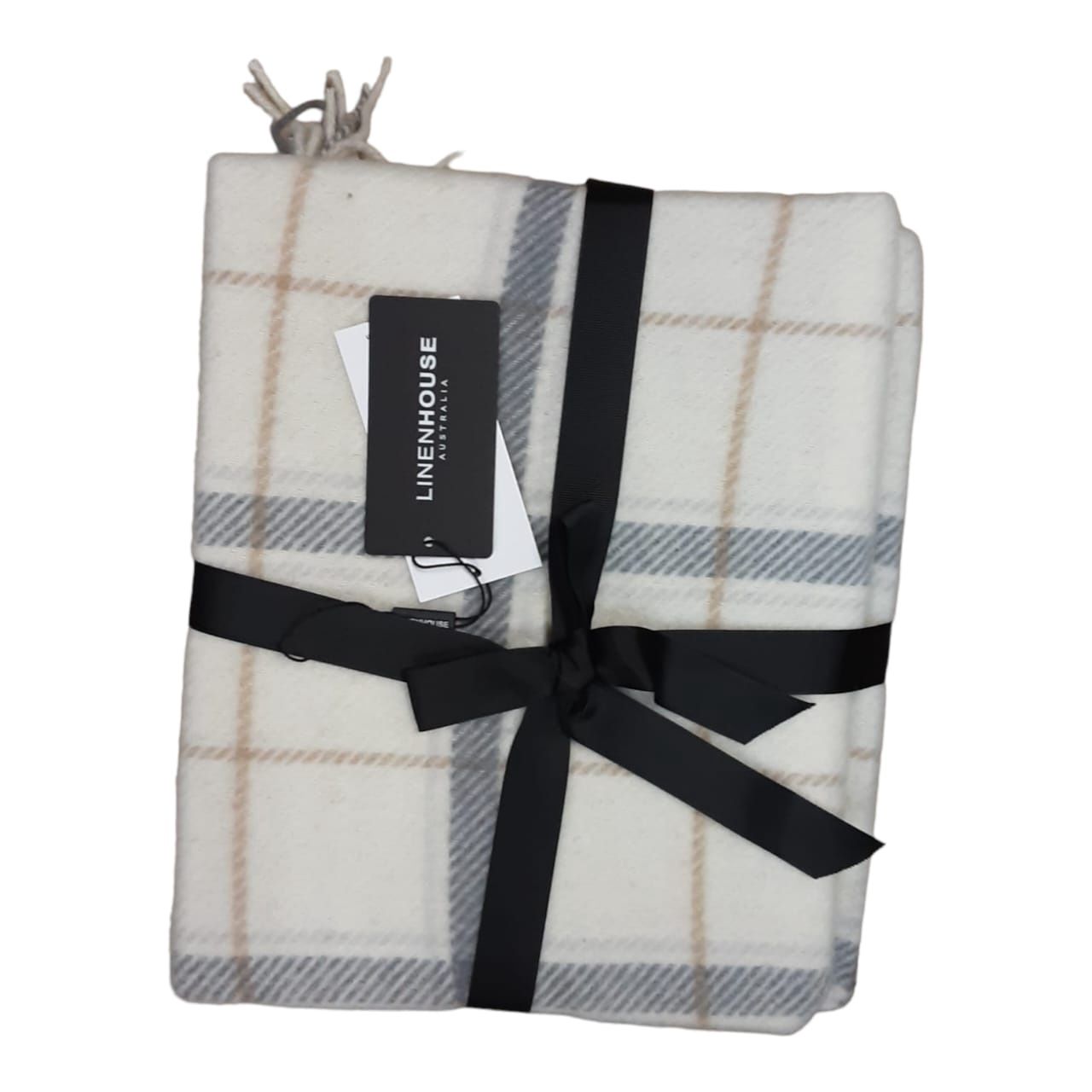 Linen House | Wool Throw | 127x152, Colour: Cream Check