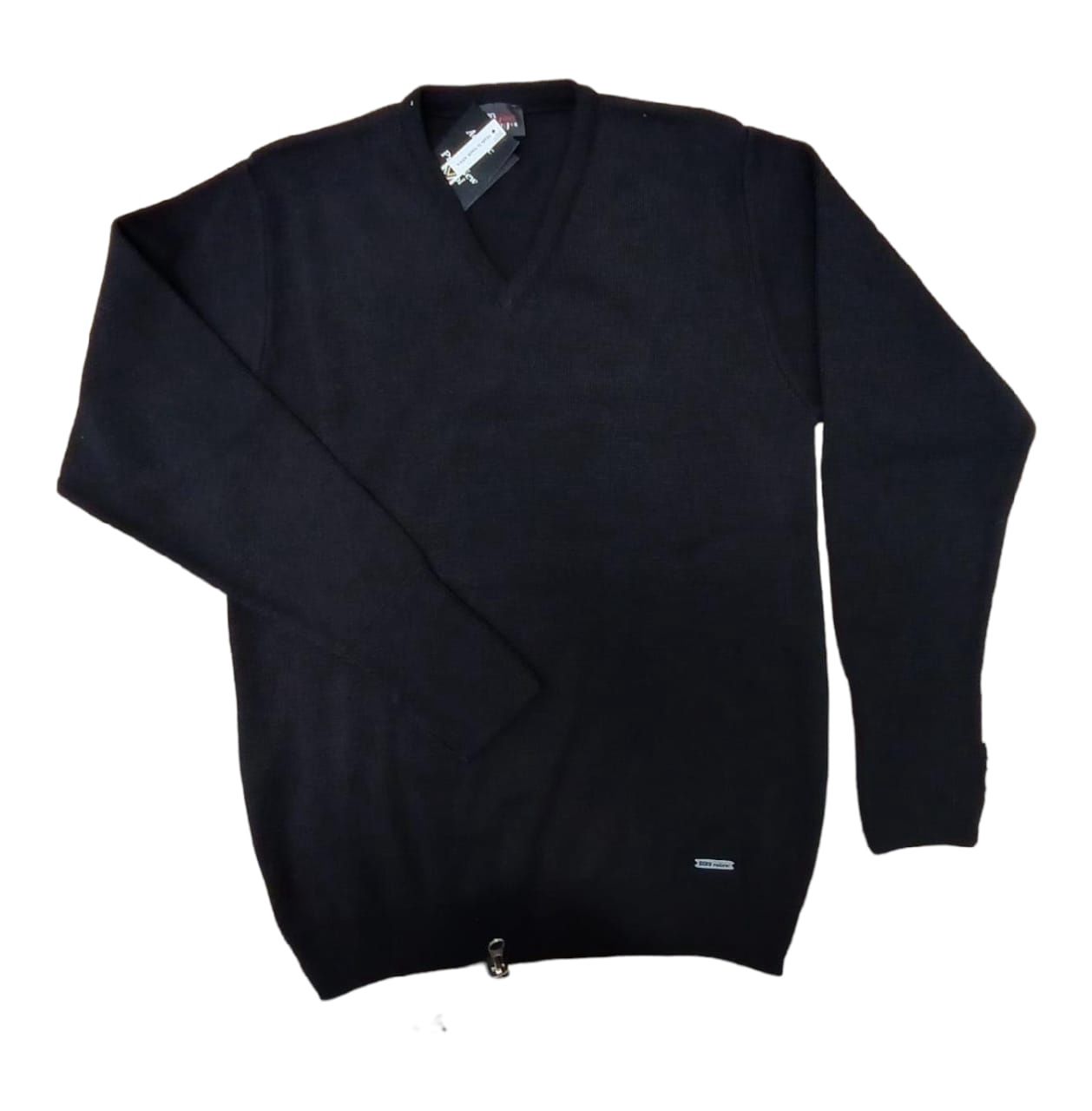 Dino Milano | Wool Blend V-neck Jersey | Black, Size: S