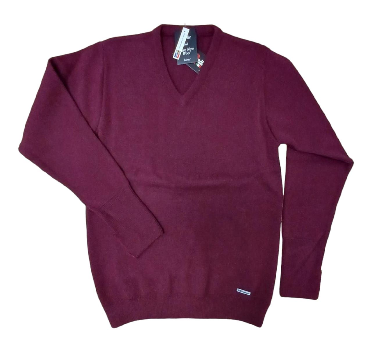 Dino Milano | Wool Blend V-neck Jersey | Wine, Size: S