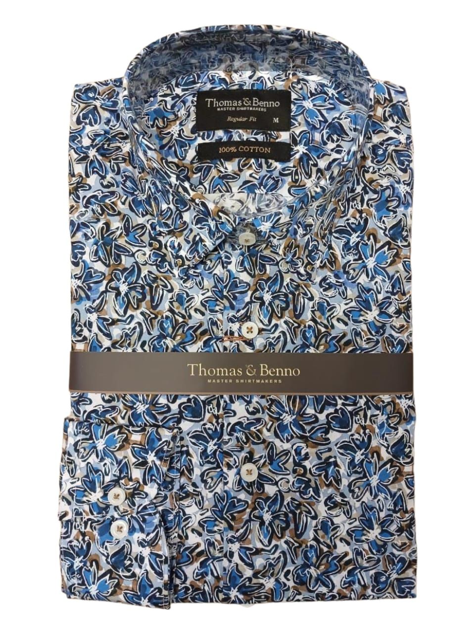 Thomas &amp; Benno | Long Sleeve Shirt | Regular Fit | Printed | Blue, Size: S