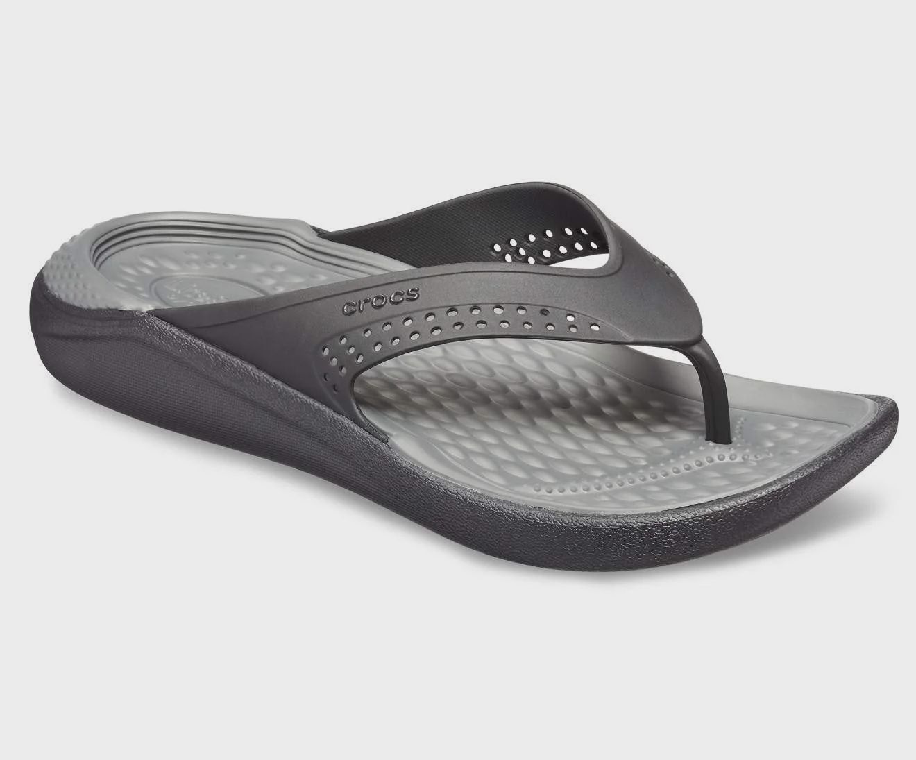 Crocs | LiteRide Flip | Black &amp; Grey, Size (UK): Mens 3 / Ladies 4