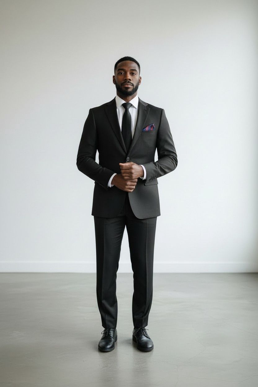 Averado Suit | 2Pc 2Btn | Black - Regular, Size: 36