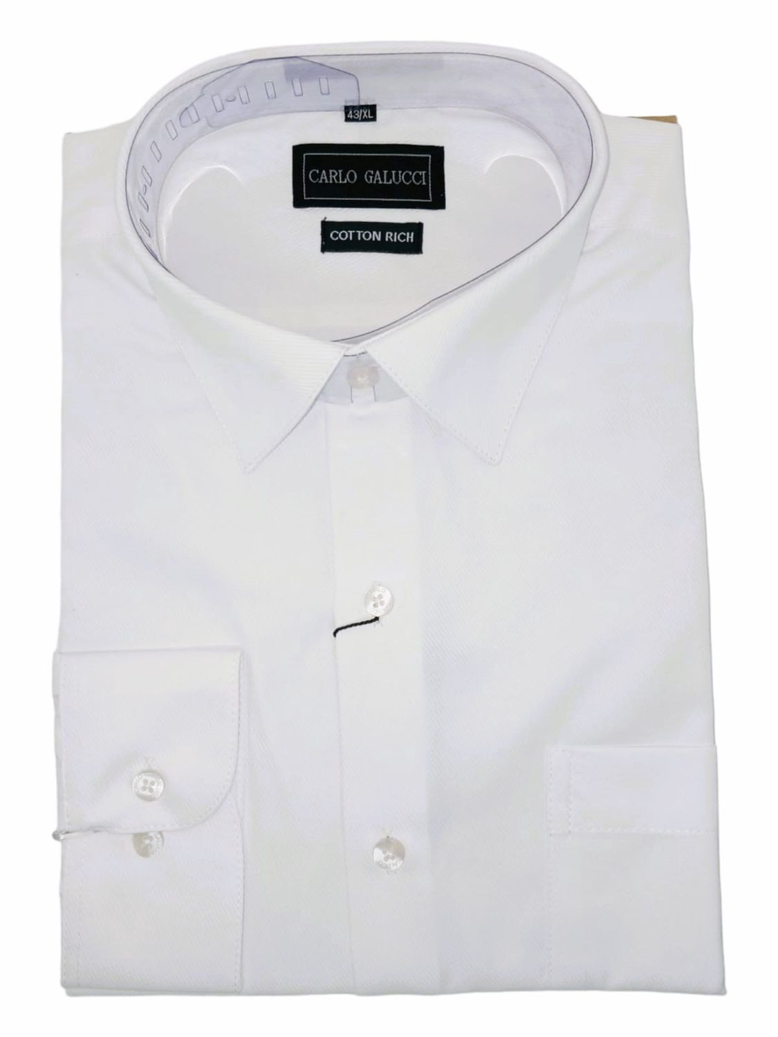 Carlo Galucci | Classic Long Sleeve Shirt CK1157 | Textured | White, Size: 39