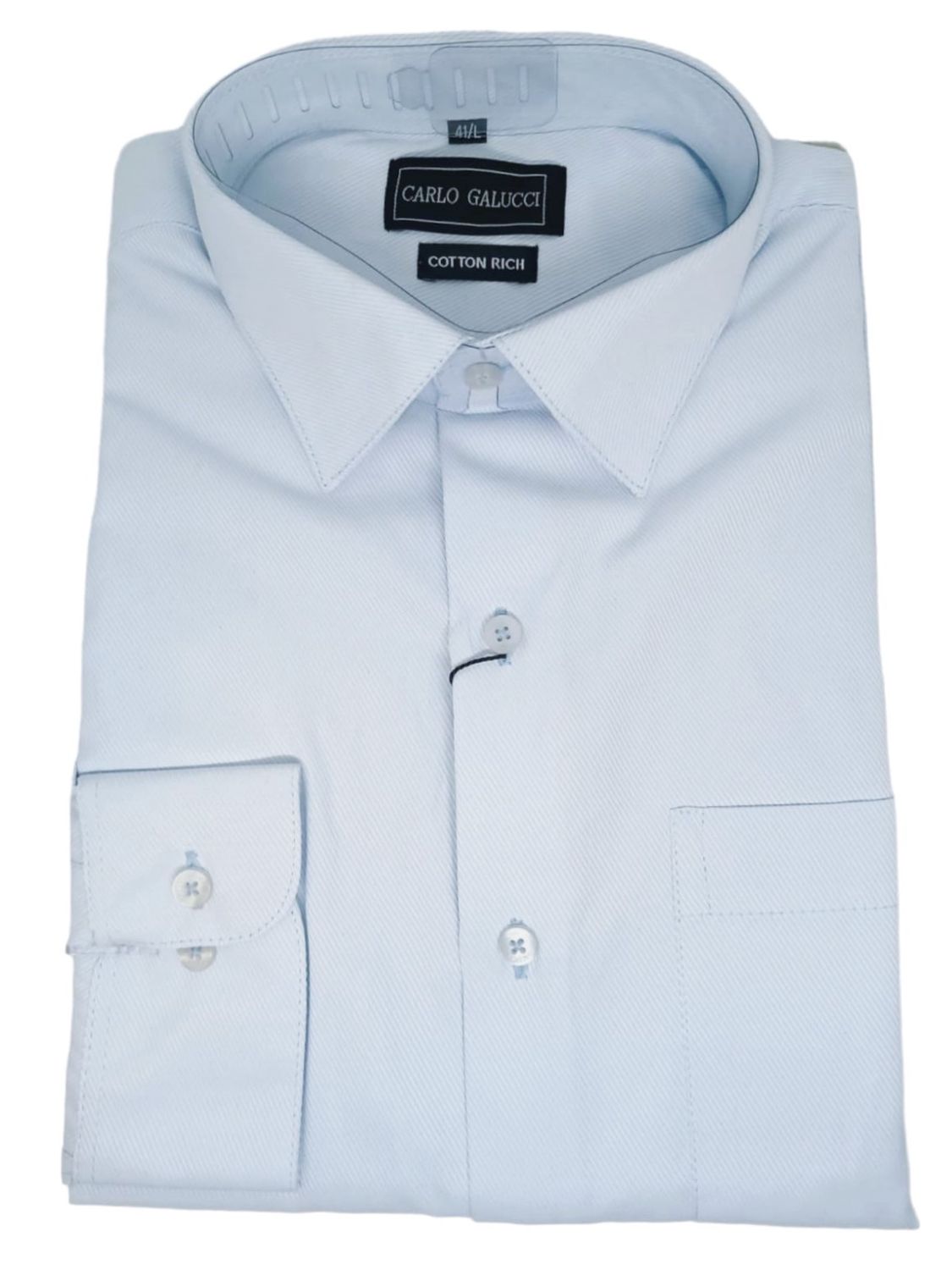 Carlo Galucci | Classic Long Sleeve Shirt CK1157 | Textured | Sky, Size: 38