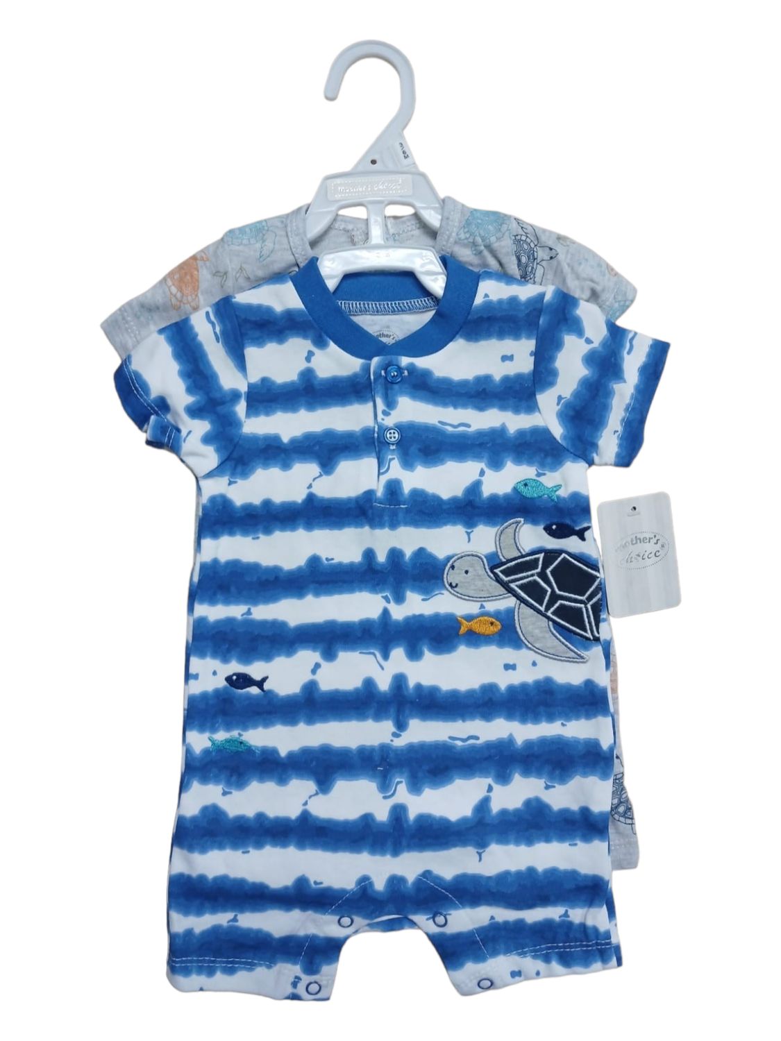 Mother's Choice | Infants 2pack Rompers | Little Turtle, Size: 0-3
