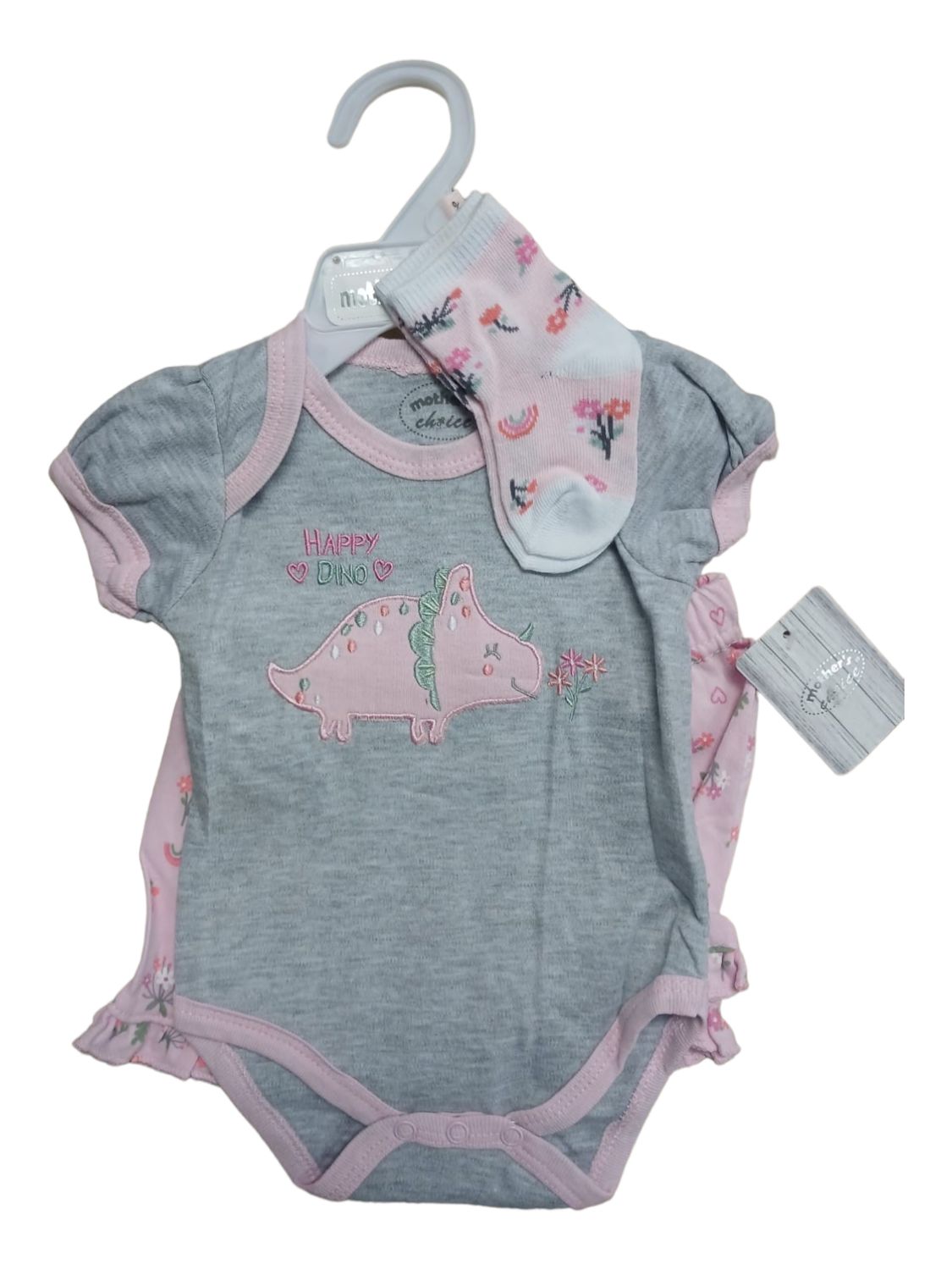 Mother's Choice | 3 Piece Set | Girls Dinosaur, Size: 0-3
