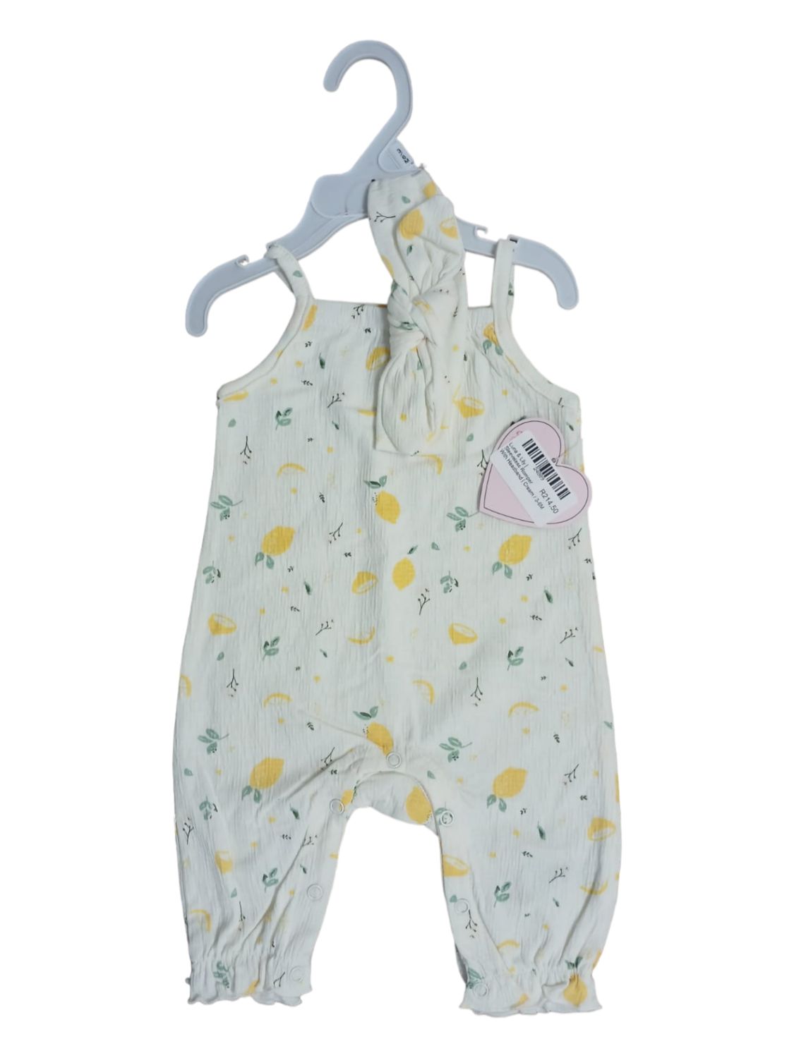 Luna &amp; Lily | Sleeveless Romper With Headband | Cream, Size: 0-3M