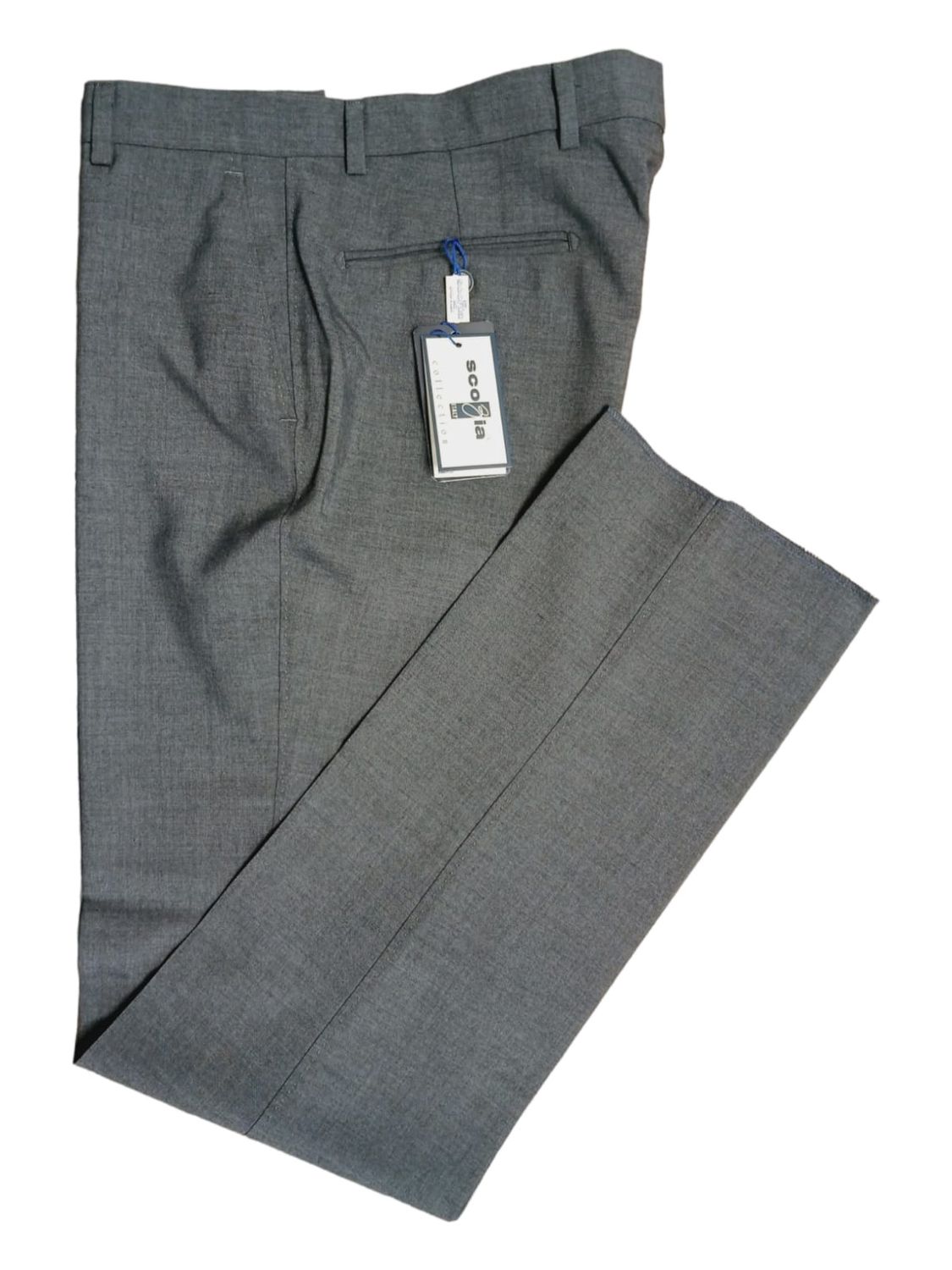 Scozia | Wool Blend Trousers | Flat Front &amp; Half Lined | Grey, Size: 32